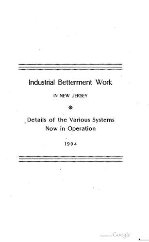 Industrial betterment institutions in New Jersey manufacturing establishments...