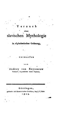 Versuch einer slavischen Mythologie