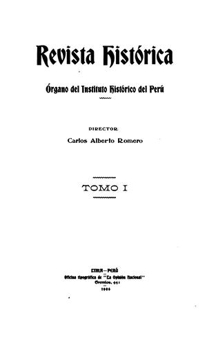 Revista histórica; órgano del Instituto Histórico del Perú