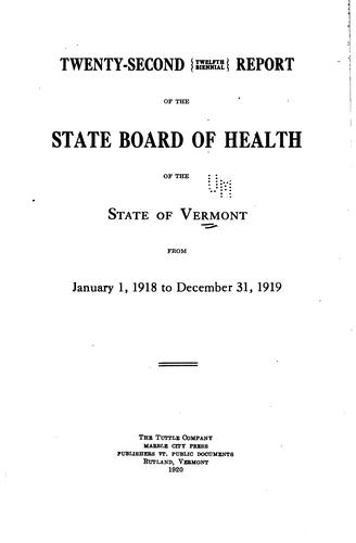 Report of the State Board of Health of the State of Vermont from ...