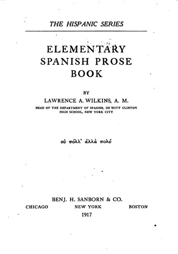 Elementary Spanish Prose Book