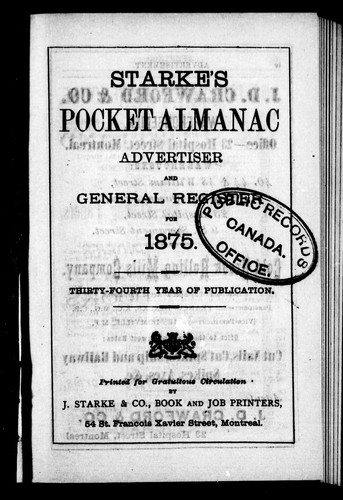 Starke's pocket almanac advertiser and general register for 1875