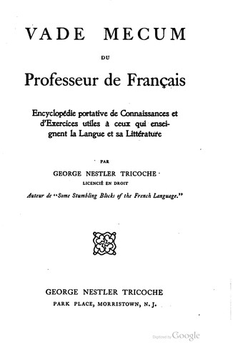 Vade Mecum du professeur de Francais