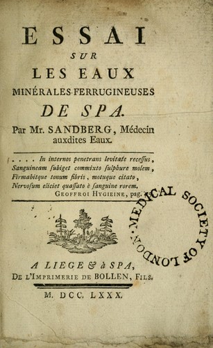 Essai sur les eaux minérales ferrugineuses de Spa