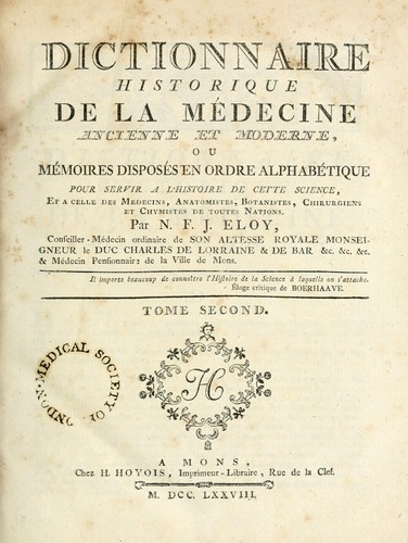 Dictionnaire historique de la médecine ancienne et moderne