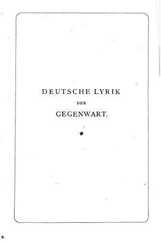 Deutsche Lyrik der Gegenwart seit 1850