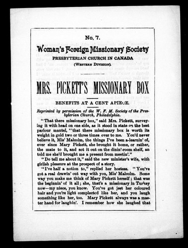 Mrs. Pickett's missionary box