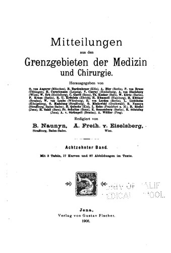 Mitteilungen aus den Grenzgebieten der Medizin und Chirurgie