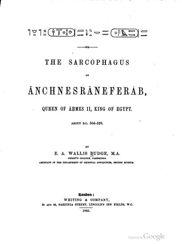 The sarcophagus of Ānchnesrāneferȧb, Queen of Ȧḥmes II, King of Egypt.