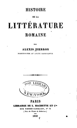 Histoire de la litterature romaine
