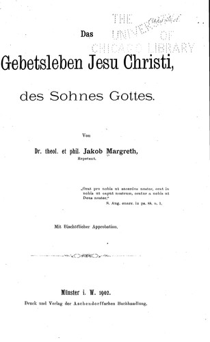 Das Gebetsleben Jesu Christi des Sohnes Gottes