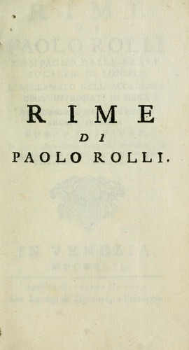 Rime, di Paolo Rolli