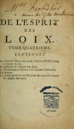 De l'esprit des loix