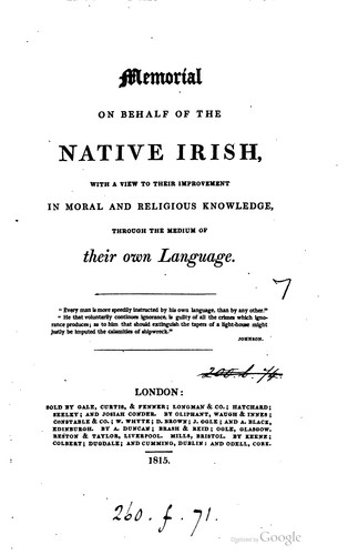 Memorial on behalf of the native Irish
