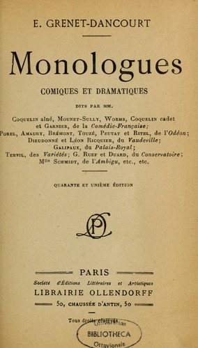 Monologues comiques et dramatiques