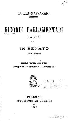 Ricordi parlamentari.