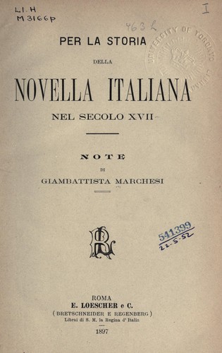 Per la storia della novella italiana nel secolo XVII