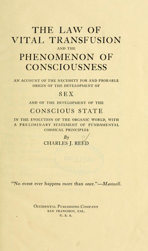 The law of vital transfusion and the phenomenon of consciousness