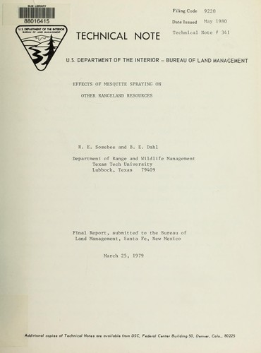 Effects of mesquite spraying on other rangeland resources