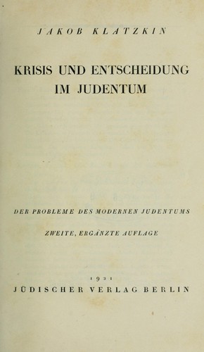 Krisis und Entscheidung im Judentum