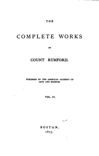 THE COMPLETE WORKS OF COUNT RUMFORD