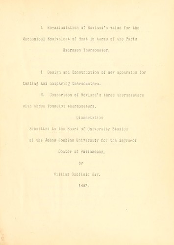 A comparison of Rowland's thermometers with the Paris standard