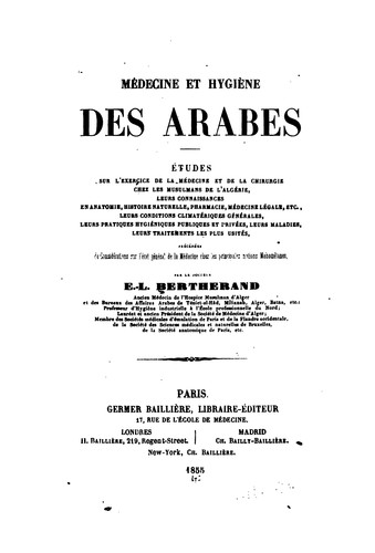 Médecine et hygiène des arabes