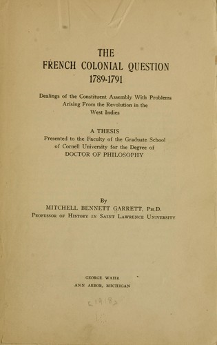 The French colonial question 1789-1791