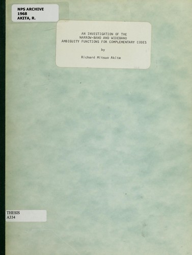 An Investigation of the Narrow-Band and Wideband Ambiguity Functions For Complementary Codes