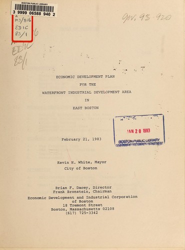 Economic development plan for the waterfront industrial development area in east Boston