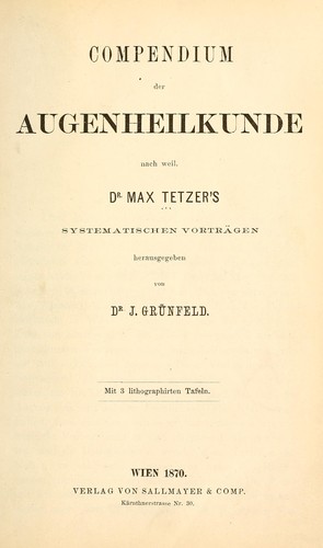 Compendium der Augenheilkunde nach weil