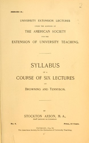 Syllabus of a course of six lectures on poetry and romance in New England