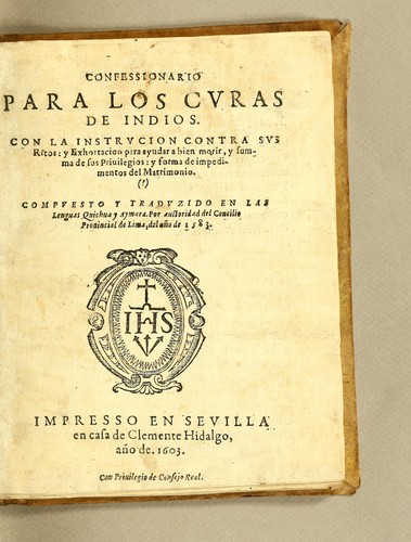 Confessionario para los curas de Indios