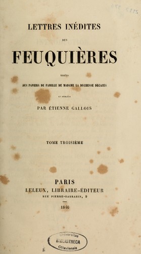 Lettres inédites des Feuquières
