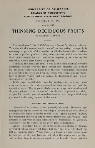 Thinning deciduous fruits