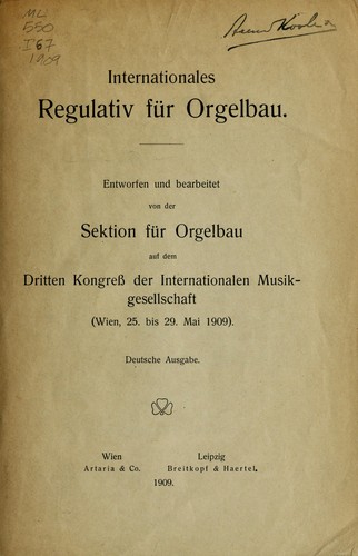 Internationales Regulativ für Orgelbau