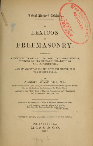 A lexicon of freemasonry