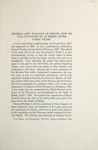 General Lew. Wallace at Shiloh