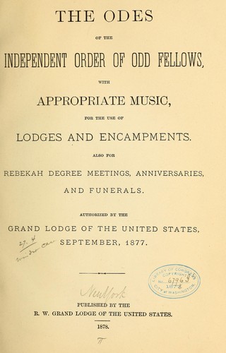 The odes of the Independent order of Odd fellows
