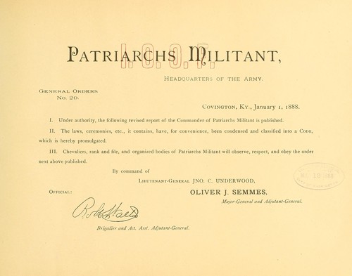 Report of the commander of Patriarchs militant, to the Sovereign grand lodge