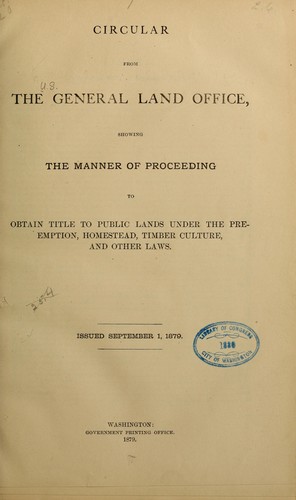 Circular form the General land office