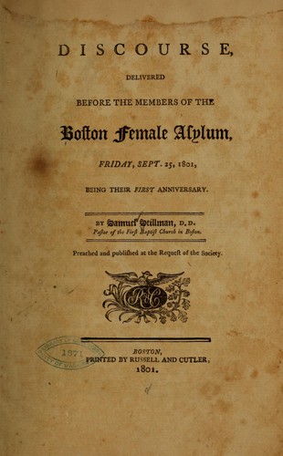 Discourse delivered before the members of the Boston female asylum, Friday, Sept. 25, 1801