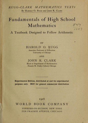 Fundamentals of high school mathematics ...