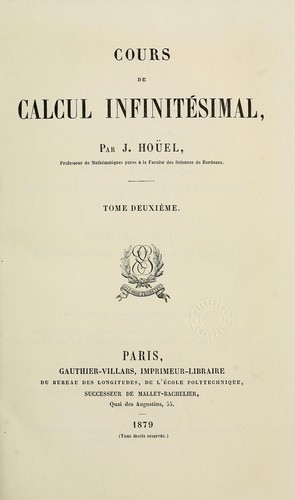 Cours de calcul infinitésimal