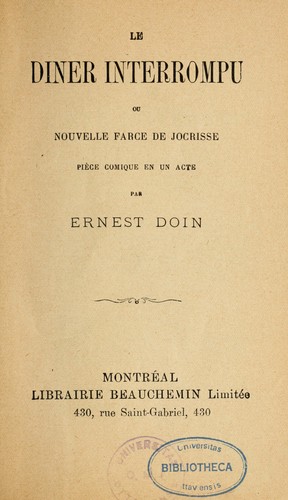 Le diner interrompu, ou, Nouvelle farce de Jocrisse