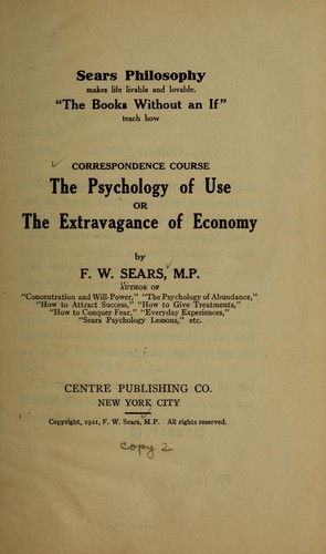 Correspondence course: The psychology of use or The extravagance of economy