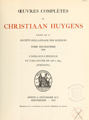Oeuvres complètes de Christiaan Hugens