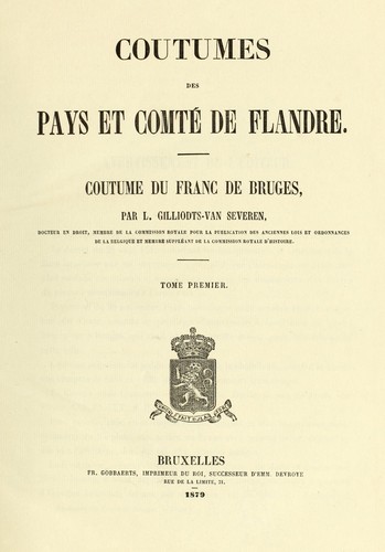 Coutumes des pays et comté de flandre