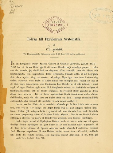 Bidrag till florideernes systematik.