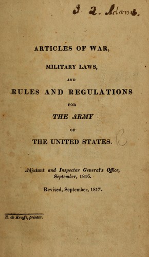 Articles of war, military laws, and rules and regulations for the Army of the United States